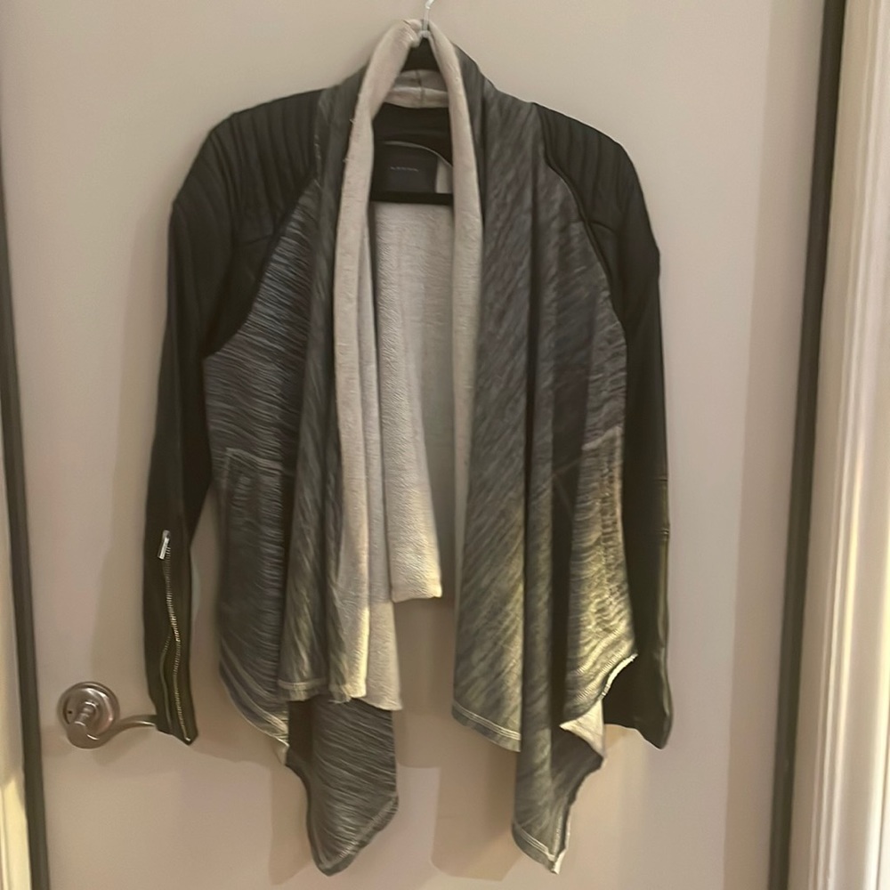 Blank NYC Hi/Low Leather Jacket with Sweatshirt Material & Zipper Detail